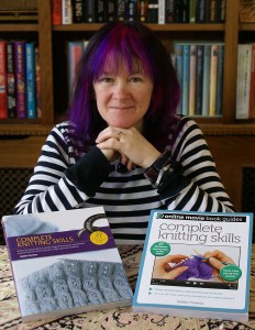 Debbie Tomkies with copies of her book Complete Knitting Skills