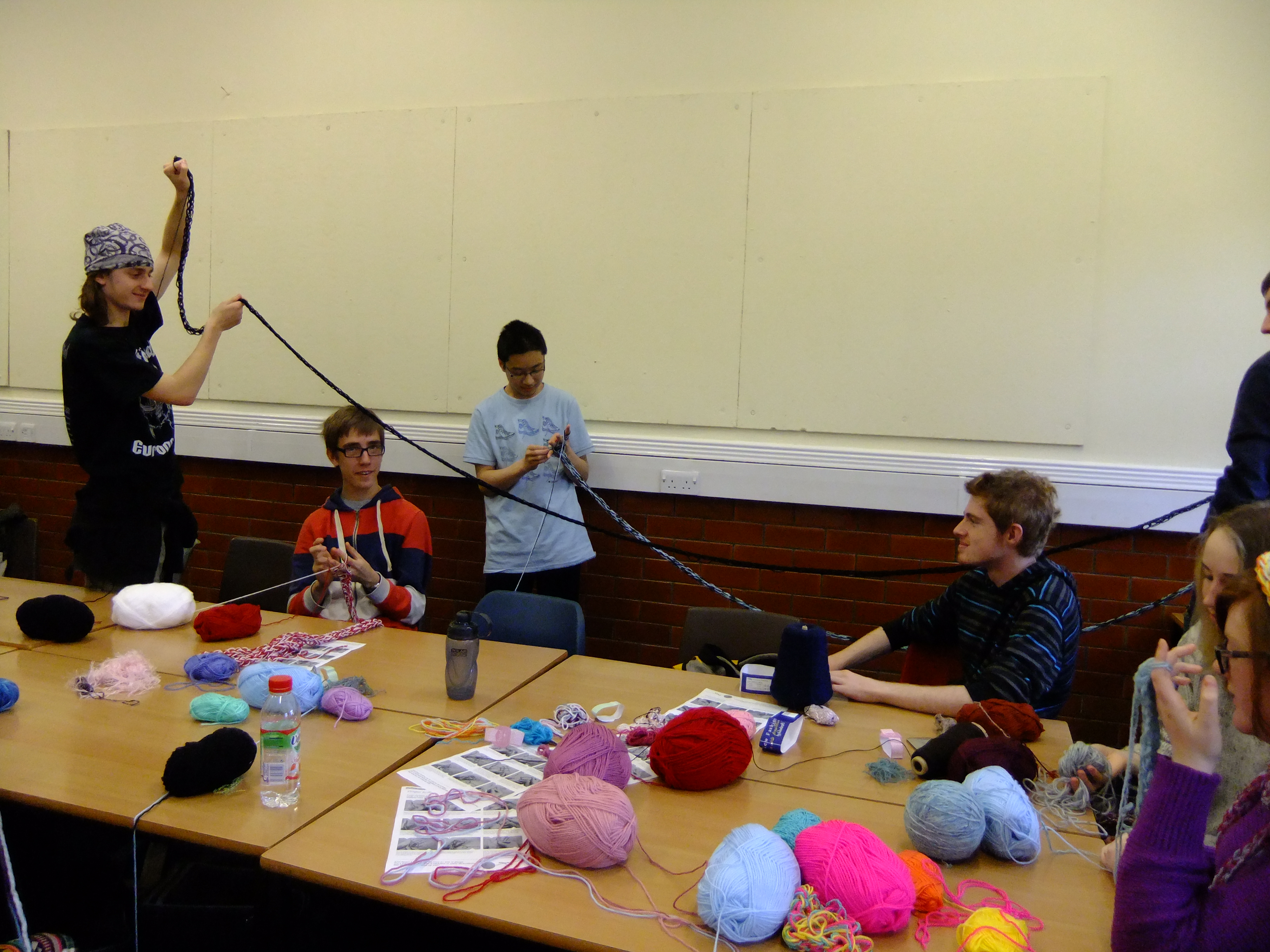 Workshops & Courses with Debbie Tomkies - Finger knitting for fun with secondary school students for an inspiration day