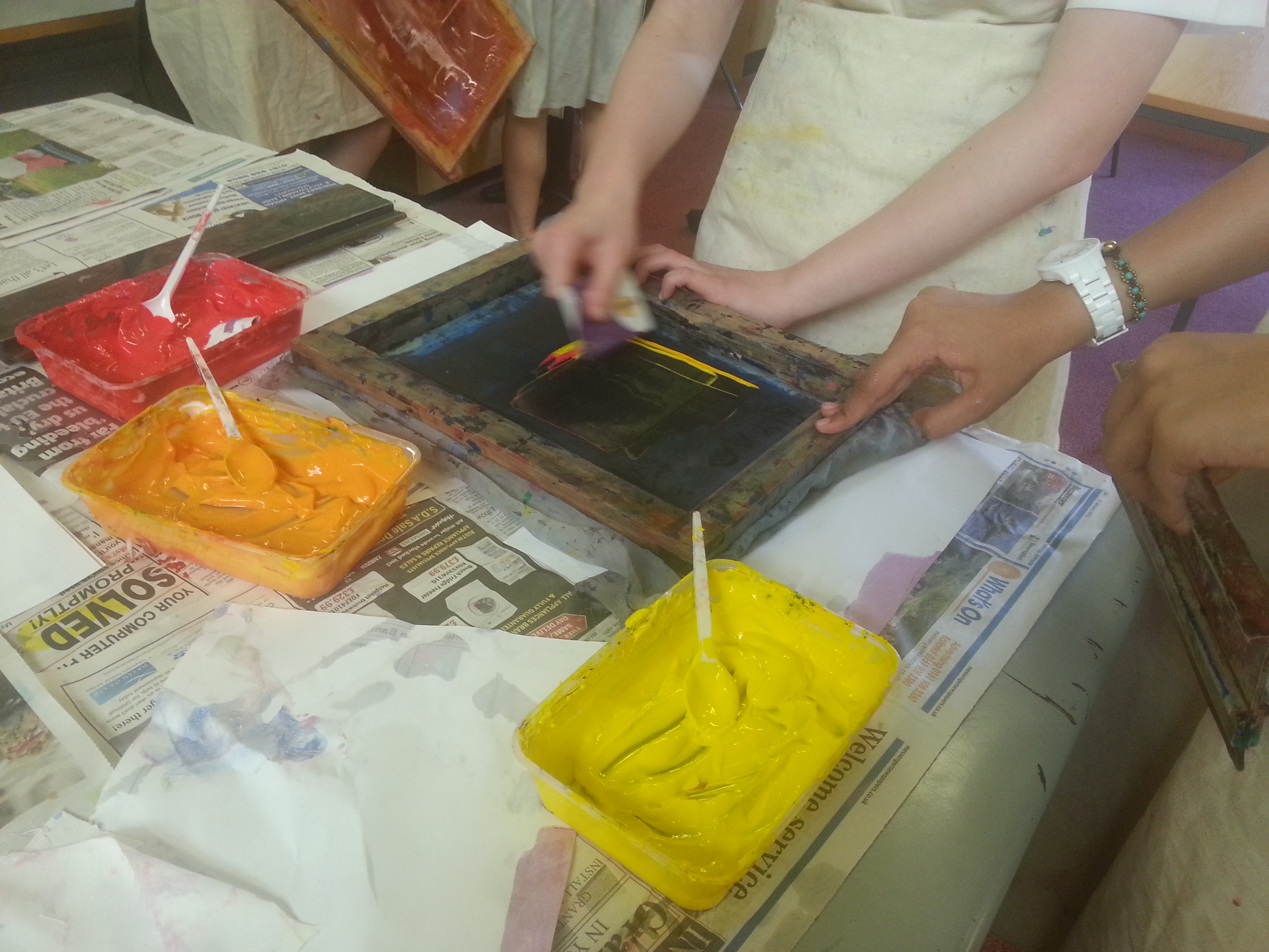 screenprinting with gcse d and t students