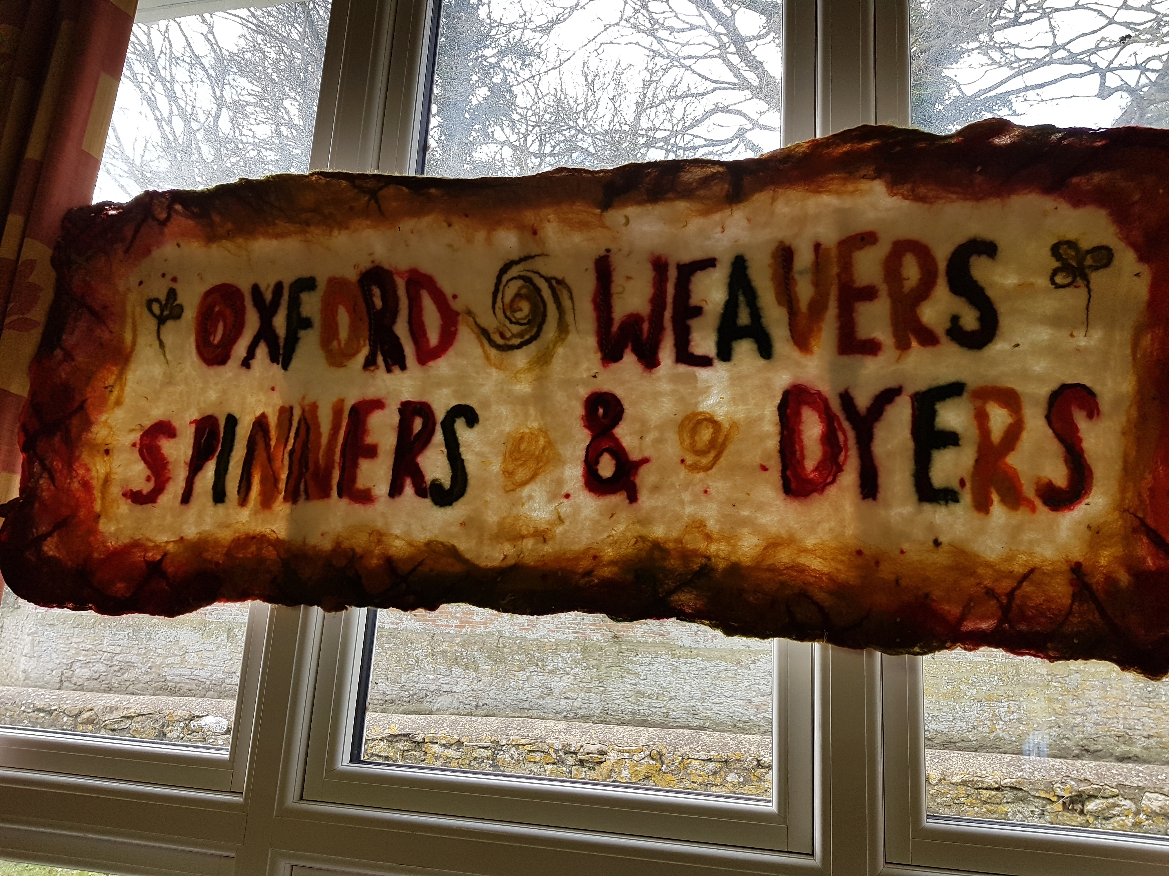 DT Craft and Design visit to Oxford Guild of Weavers, Spinners & Dyers - Guild banner