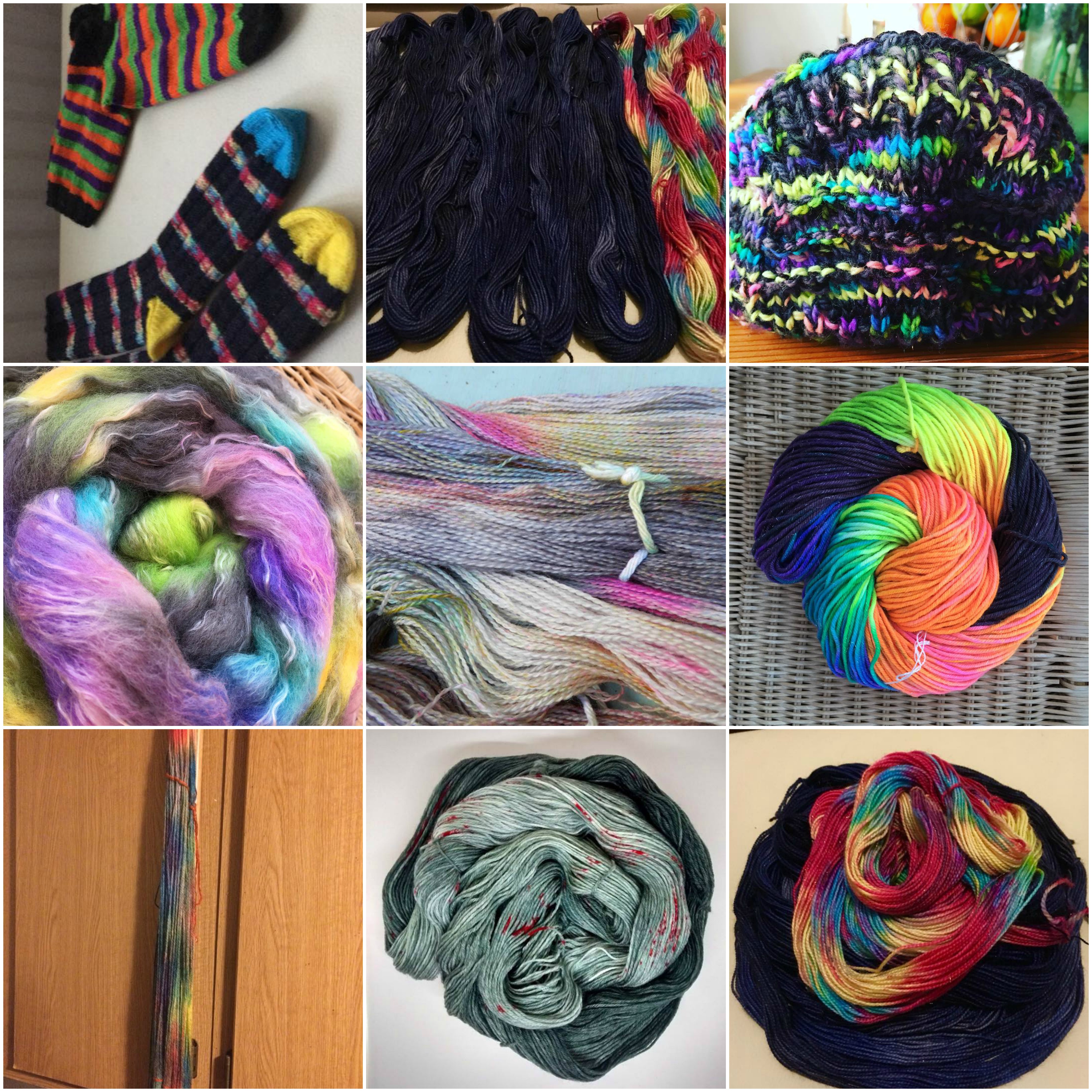 A collage of contributions for the DT Craft and Design Dye-a-Long - Nov 17 - Fireworks