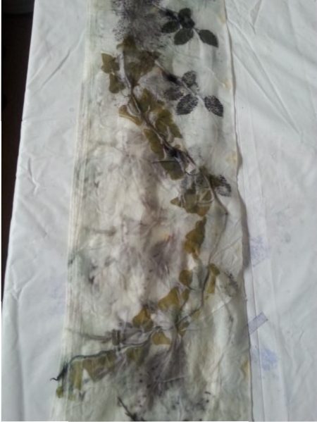 Eco-printed scarf by Debbie Tomkies of DT Craft and Design using our Just Add Leaves eco-printing kit